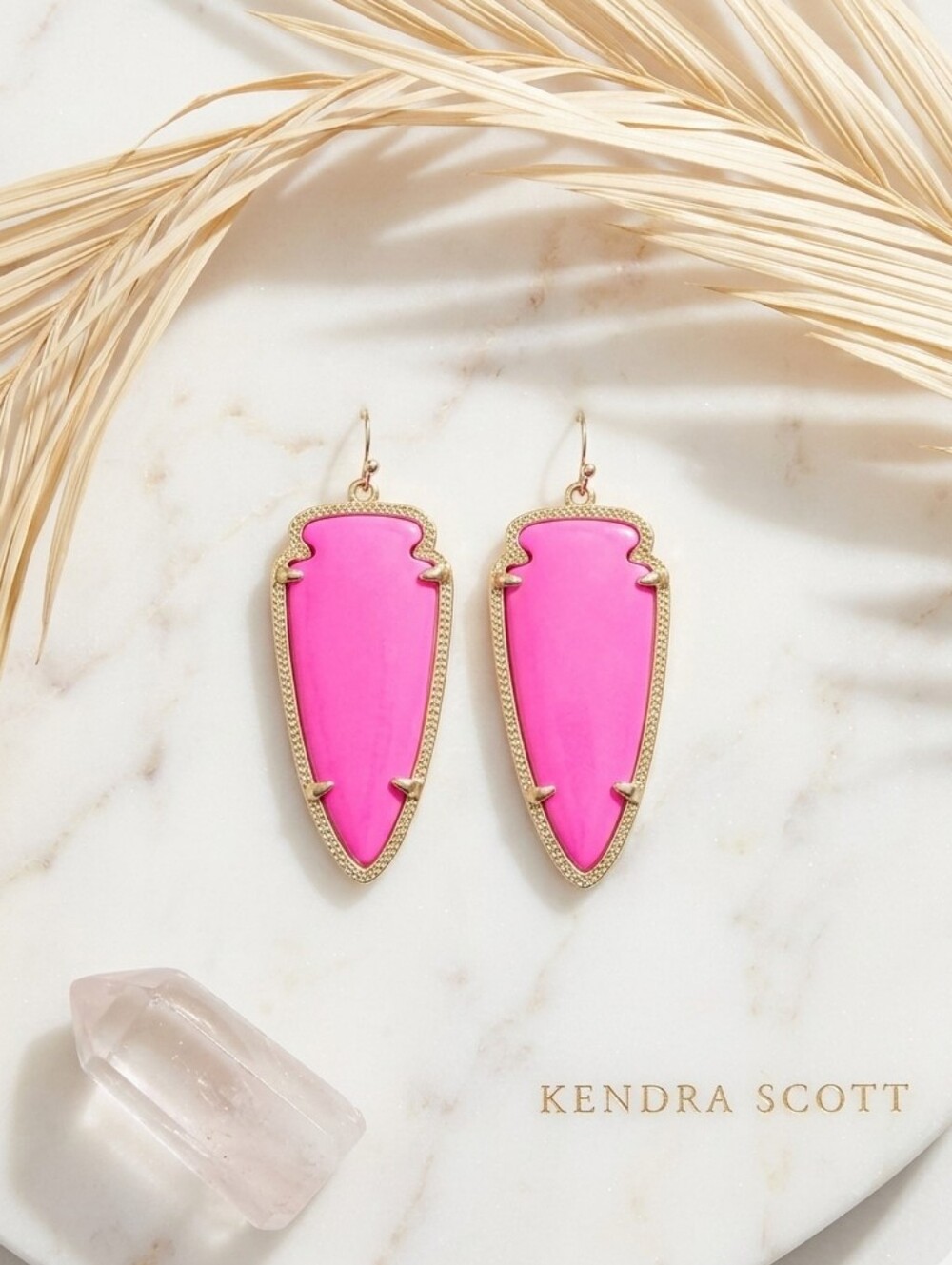 Kendra Scott Pink Skylar Arrowhead Earrings